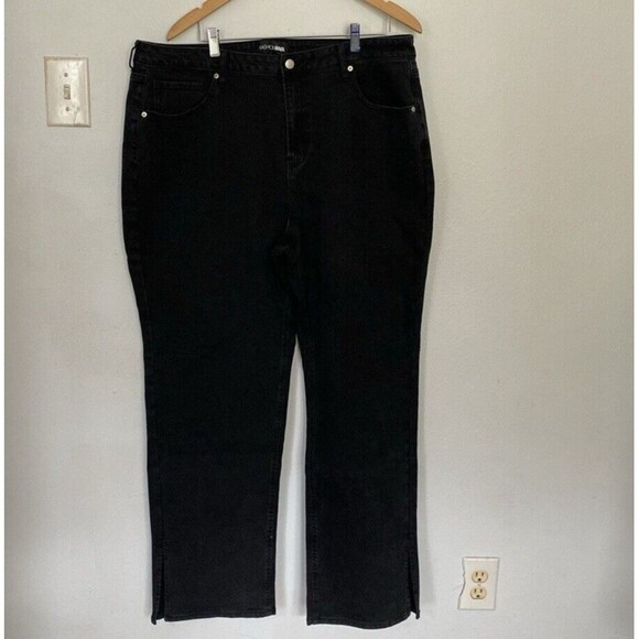 Fashion SuperNova Jean Womens 20 Side‎ Split Black Y2K Denim Straight Leg - Picture 2 of 13